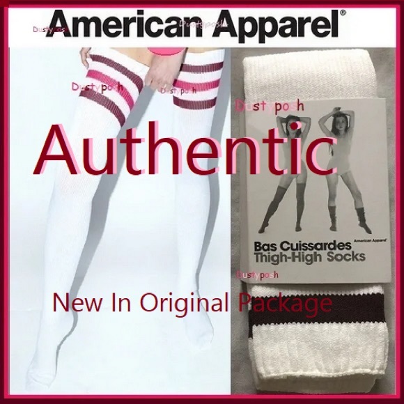 America Apparel Thigh High Socks Over The Knee Stripe White Burgundy Pink Y2K - Picture 1 of 12